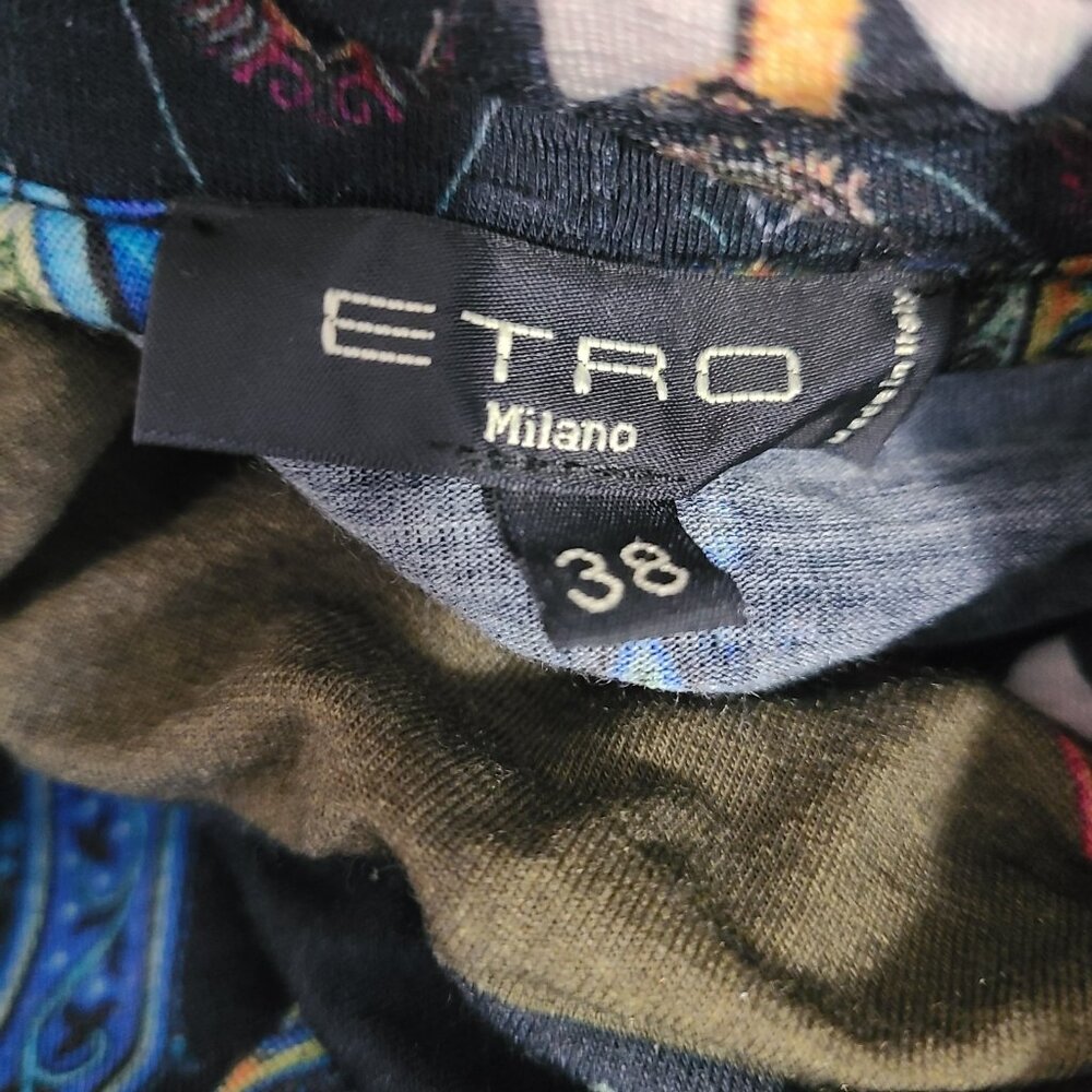 Etro Women's Turtleneck Top Paisley Blue Wool size 38 - Picture 6 of 7